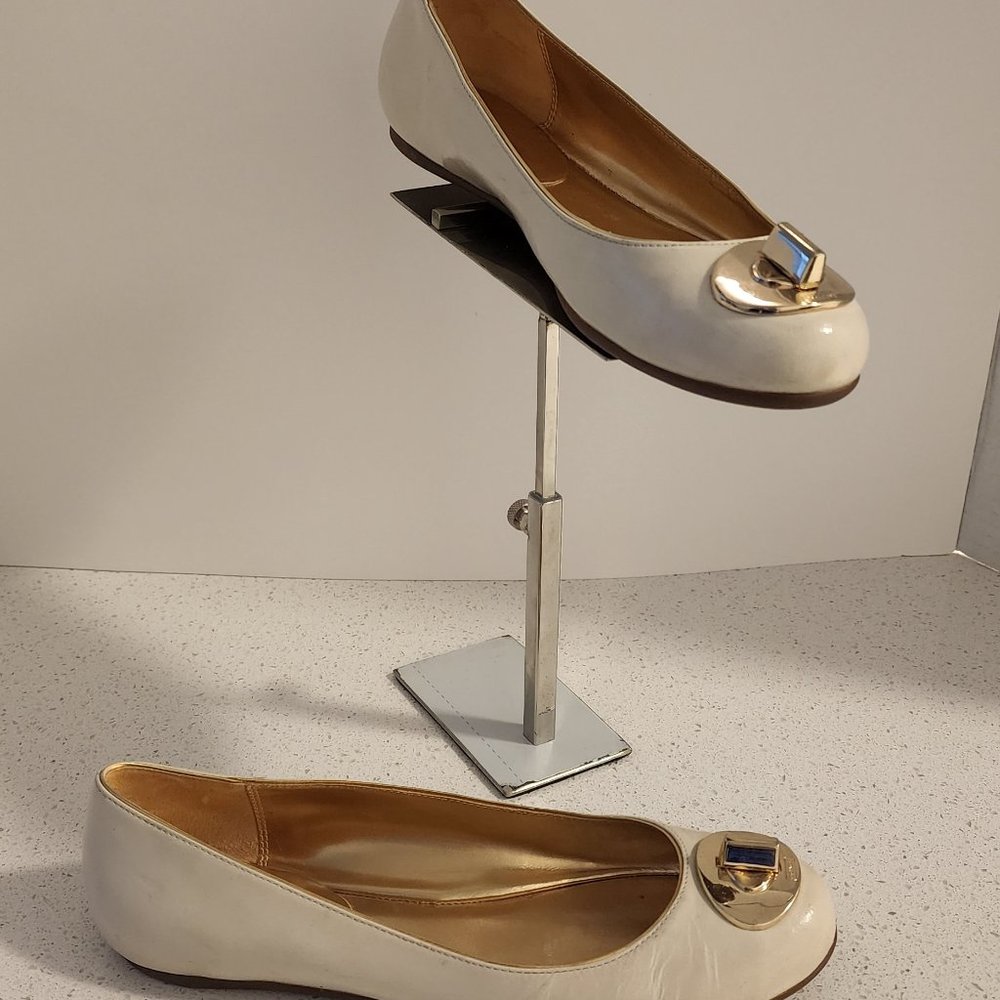 Coach white leather loafers